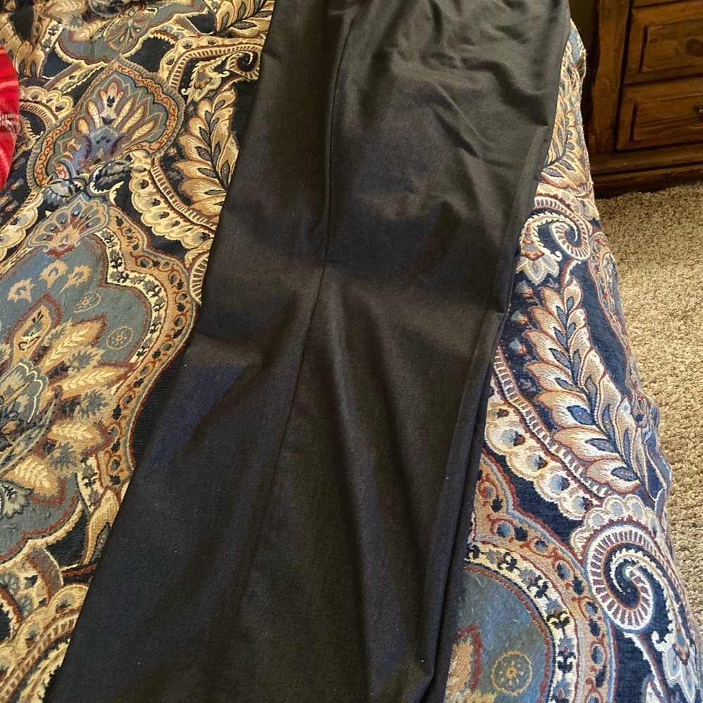 Talbots Midnight Blue Flare Pants and Suzanne Betro navy white polka dot top